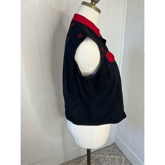 Vtg Ozark Mountain Jean Company Womens Medium Embroidered Vest Denim Blue Button - Picture 4 of 10